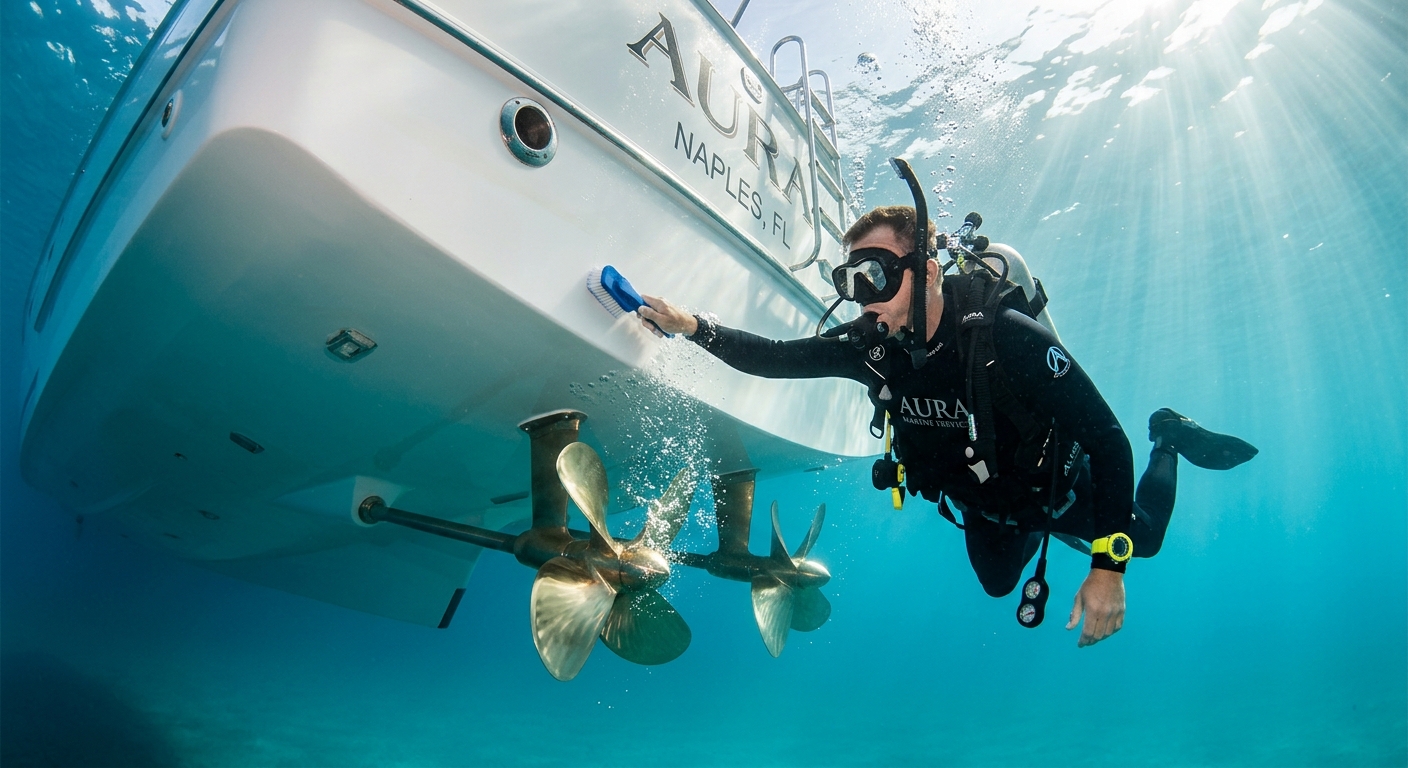 Yacht Bottom Cleaning Diver Naples